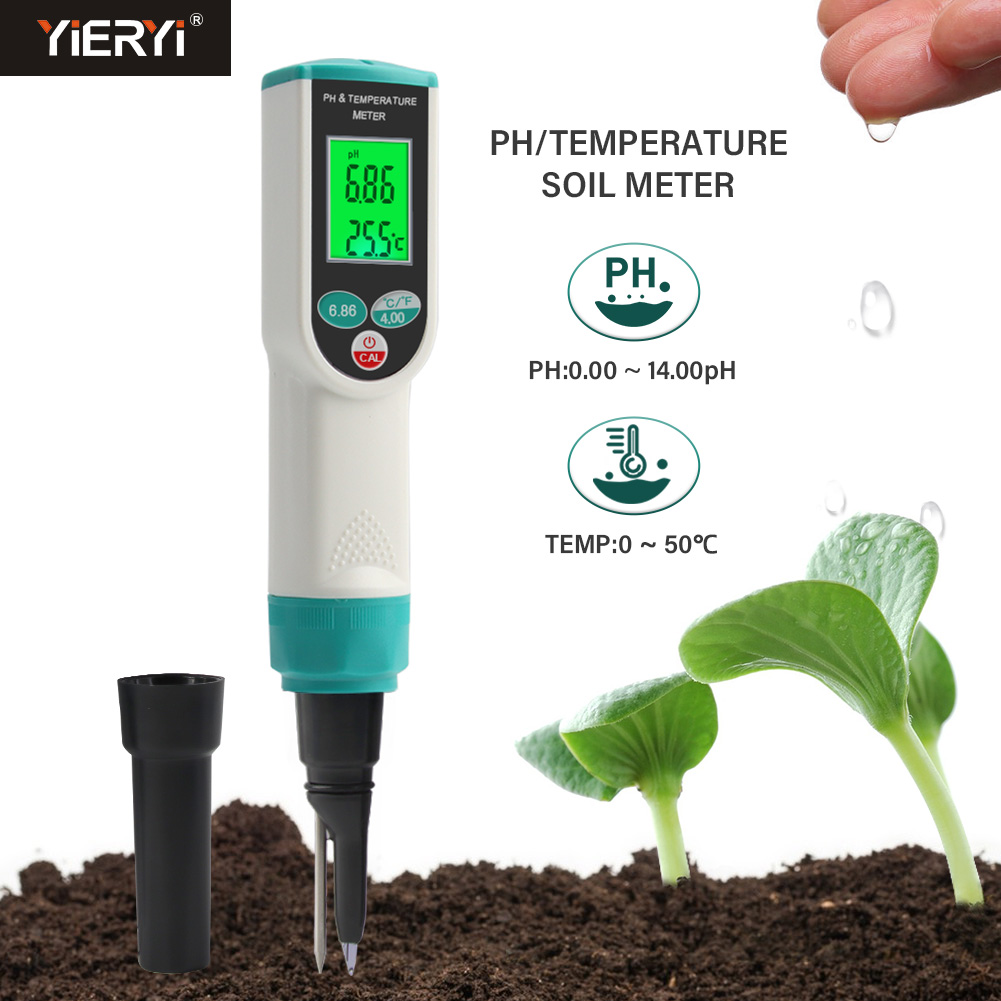 Soil Test Digital - Hochpräzises Boden-PH-Messgerät, 0,00–14,00 pH, digitaler Temperatur-