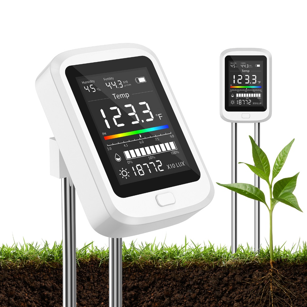 Soil Test Digital - 6-in-1-Bodentestkit, wiederaufladbares digitales pH-Wertmessgerät, umweltfreundliche und