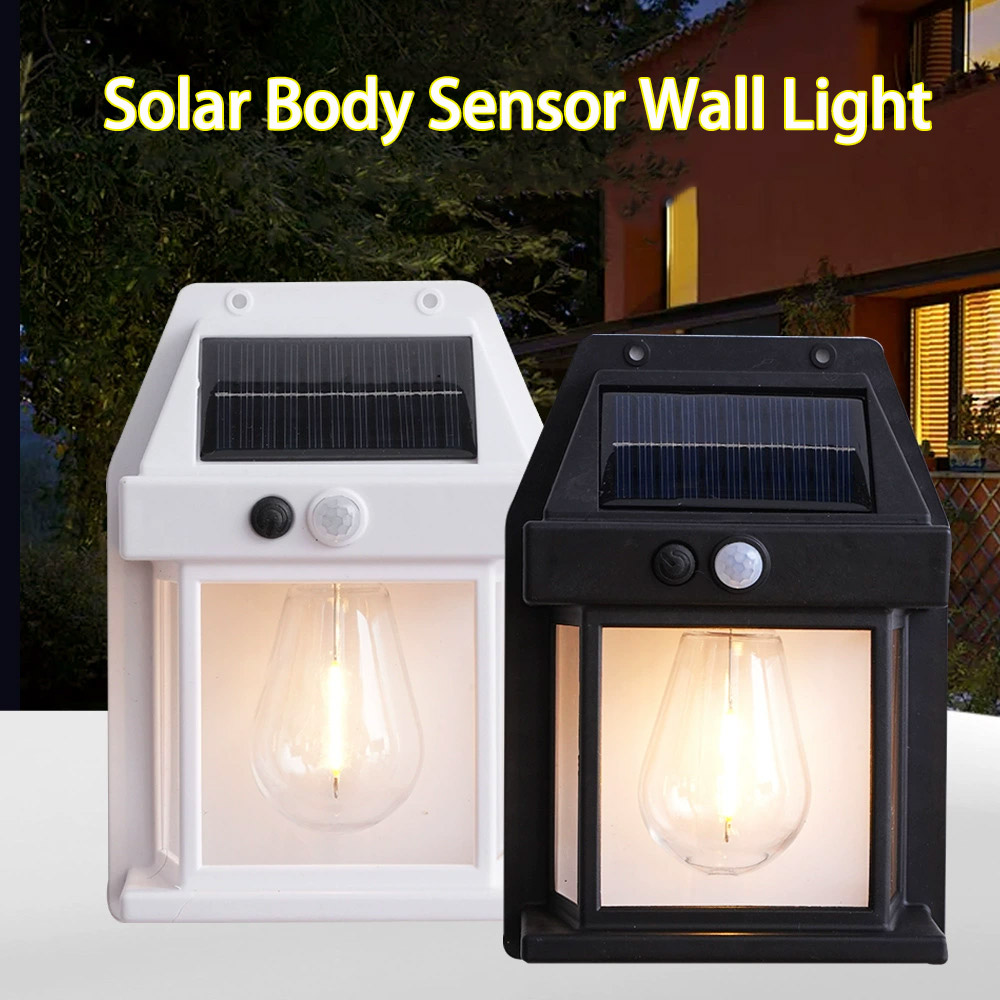 Smart Garden Lanterns - Solar-Wolfram-Nachtlampe Intelligente Bewegungssensor-Wandleuchte 3 Beleuchtungsmodi Wasserdichte